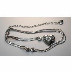 Brighton Silver Heart Double Strand Weave Chain Belt Size Med Vintage Y2K